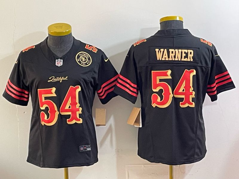 Youth 2026 San Francisco 49ers #54 Warner Black gold Nike Limited NFL Jersey style 003